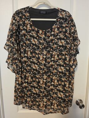 Blooming Floral Black Chiffon Blouse